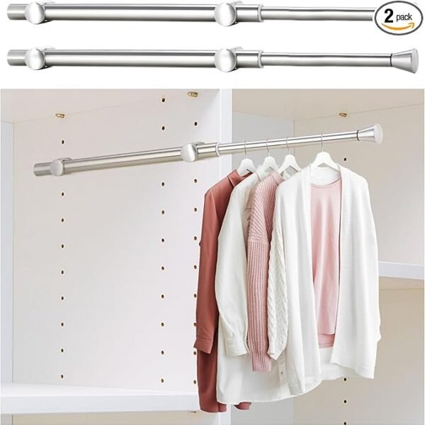 2Pcs Valet Rod for Closet Pull Out, Adjustable Heavy Duty