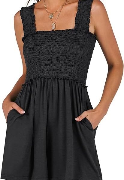 Caracilia Women's Summer Casual Smocked Rompers Square