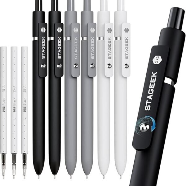 Black Gel Pens GX3, 6Pcs Fine Point Smooth Writing Pens