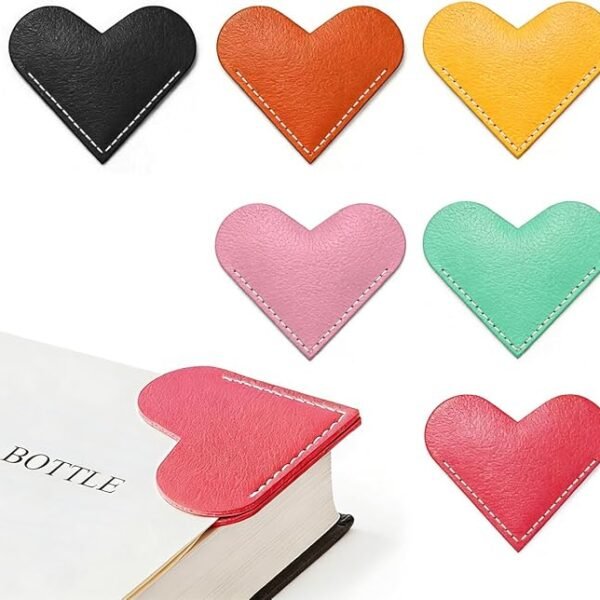 Leather Heart Bookmarks, HOMTEK 6pcs Cute Corner