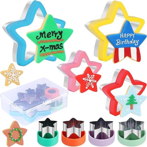 8-Piece Star Cookie Cutter Set with Storage Box