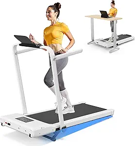 DeerRun Walking Pad Treadmill with Incline and Handle Bar