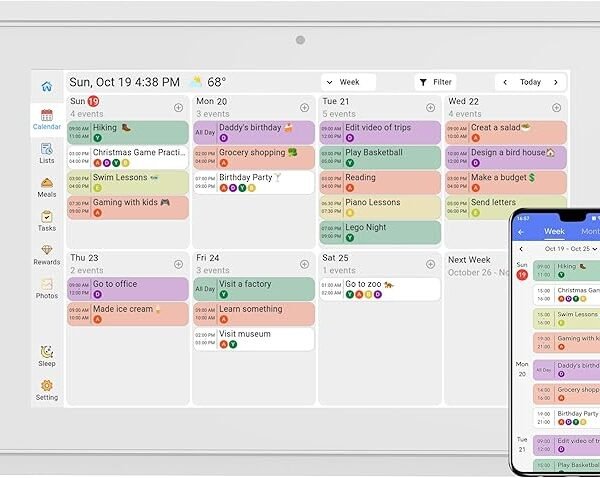 Digital Calendar 10.1 Inch Wall Planner Touch Screen WiFi