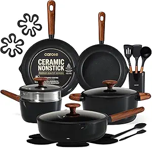 CAROTE 21pcs Cookware Set Nonstick Pots and Pans Set