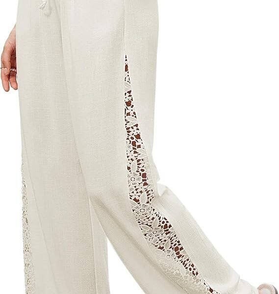 GRAPENT Linen Pants Women Wide Leg High Waisted