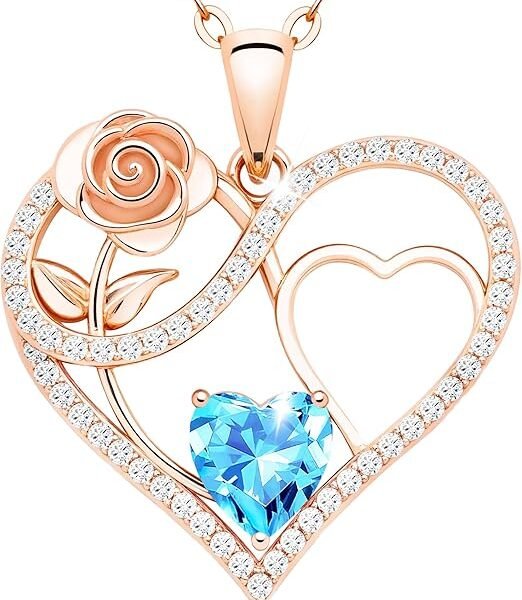 Infinity Love Rose Birthstone Necklace for Women
