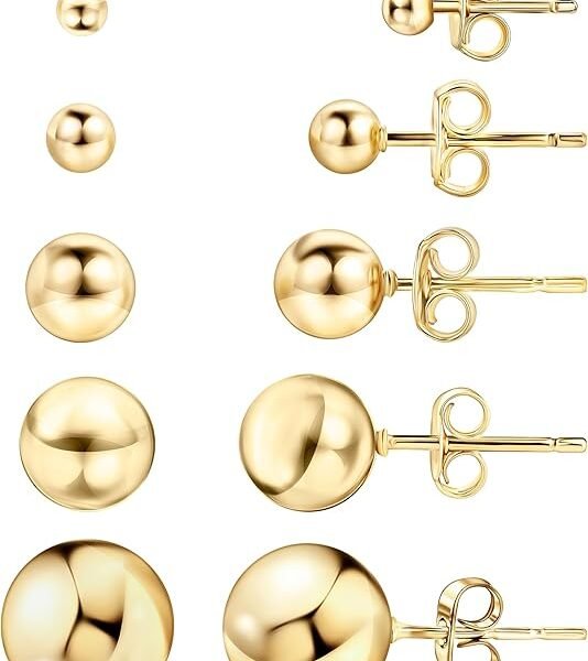 Barzel 18K Gold Plated Ball Stud