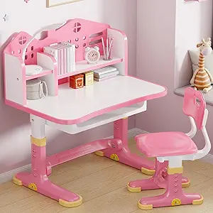 Kids Desk and Chair Set, Height Adjustable Child's