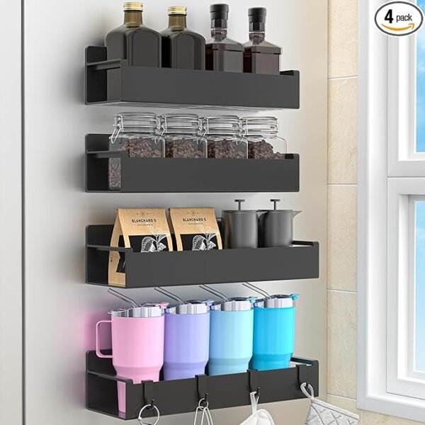 HuggieGems 4 Pack Magnetic Spice Rack Organizer