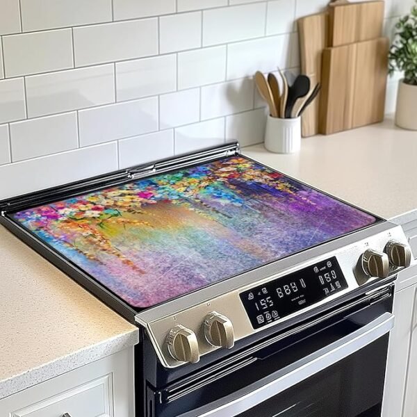 Stove Top Cover for Electric, Colorful Flowers