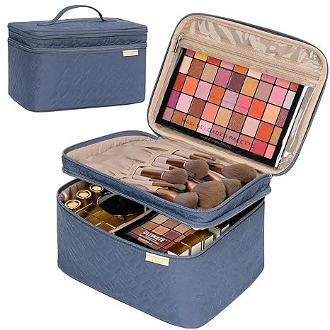 NISHEL Large Double Layer Travel Makeup Bag Women