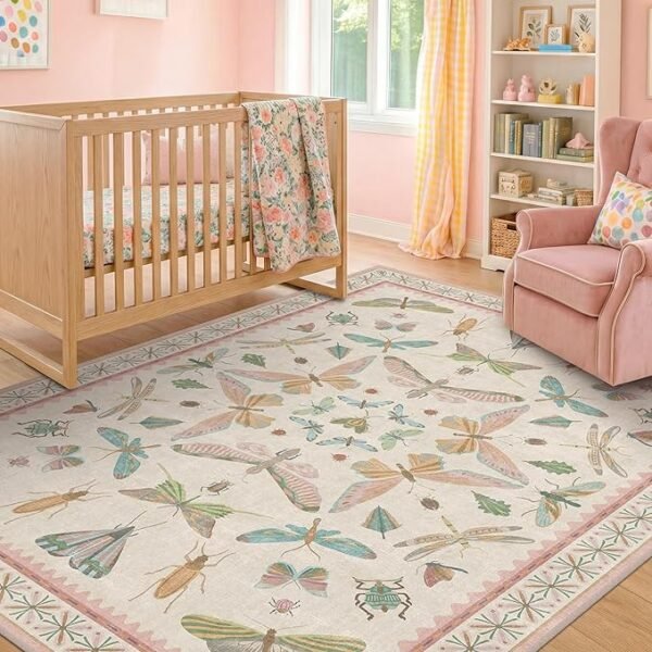 Butterfly Area Rugs 5x7 for Baby Nursery