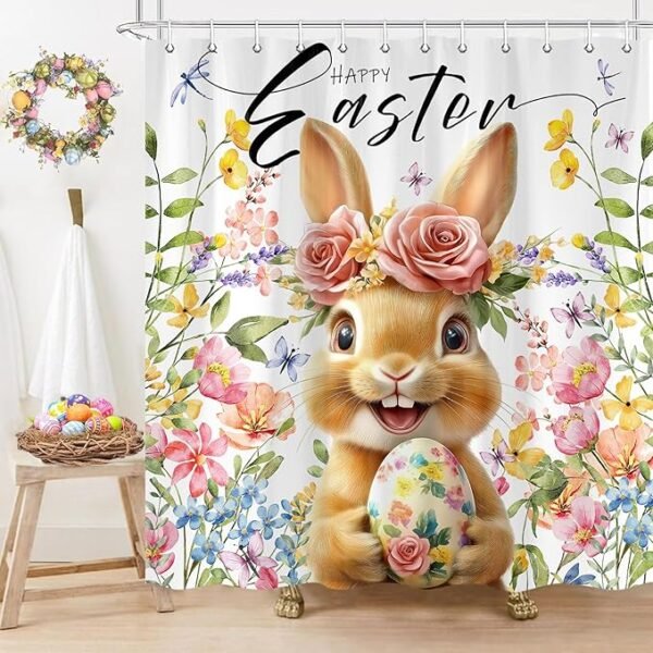 Spring Easter Bunny Shower Curtain