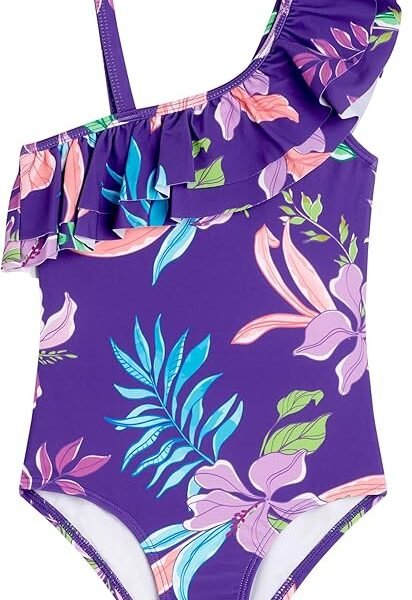 Kanu Surf Girls Morgan Floral Ruffle 1-Shoulder 1-Piece Swimsuit