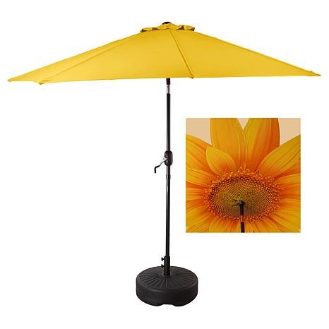 HSN Super Cute Deal Improvements 9' Double-Layer Printed Patio Umbrella with Base