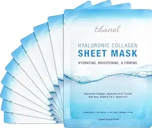 Ebanel 10 Pack Collagen Face Mask with Hyaluronic Acid, Vitamin C
