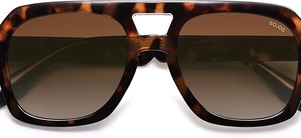 Retro Thick Polarized Aviator Sunglasses for Women Men