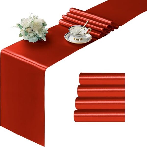 Manyshofu 4Pcs Satin Rust Table Runner