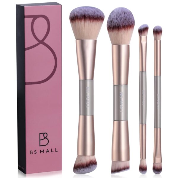 BS-MALL 4 Pcs Portable Double-ended Makeup Brush Set