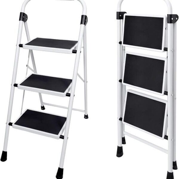 OLIXIS Step Ladder, 3 Sturdy Step Stool