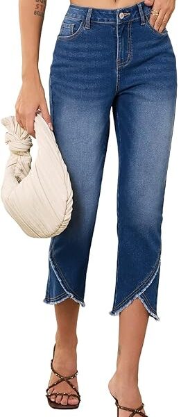 Sidefeel Women's Jeans High Waisted Stretchy Cropped