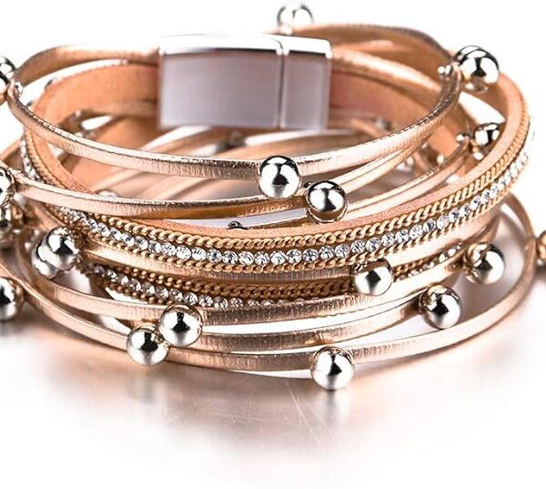 Fesciory Leather Wrap Bracelets for Women