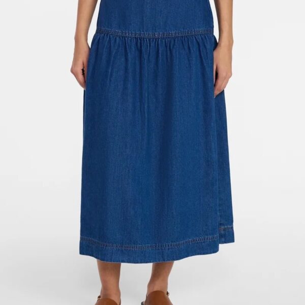 Time and Tru Women's Drapey Denim Midi Skirt, Sizes 0-20