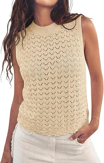 Fisoew Womens Summer Knit Sweater Vest