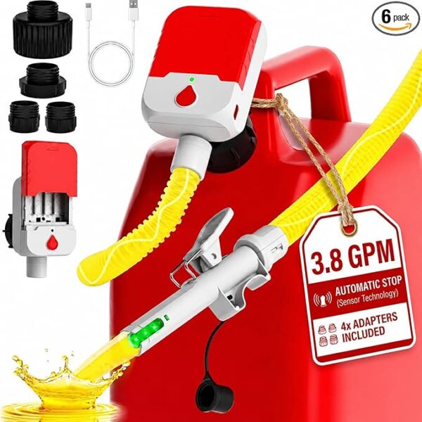 Bonviee Portable Fuel Transfer Pump with Auto-Stop– 3.8 GPM