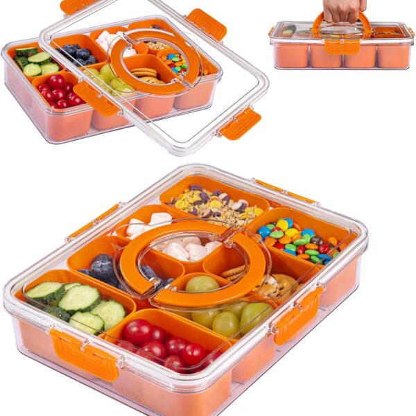 U-QE Dishwasher Safe Snackle Box Container with 8 Small Snacks Box