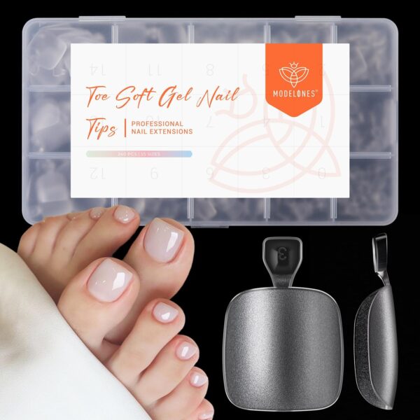 Modelones Toe Nail Tips Short Square Soft Gel Tips