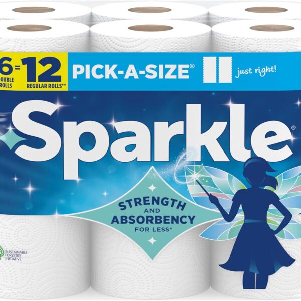 Amazon Sparkle Pick-A-Size Paper Towels, 6 Double Rolls  only 6.97