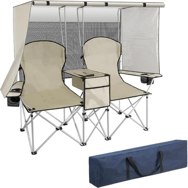 BDL Double Camping Chair with Canopy