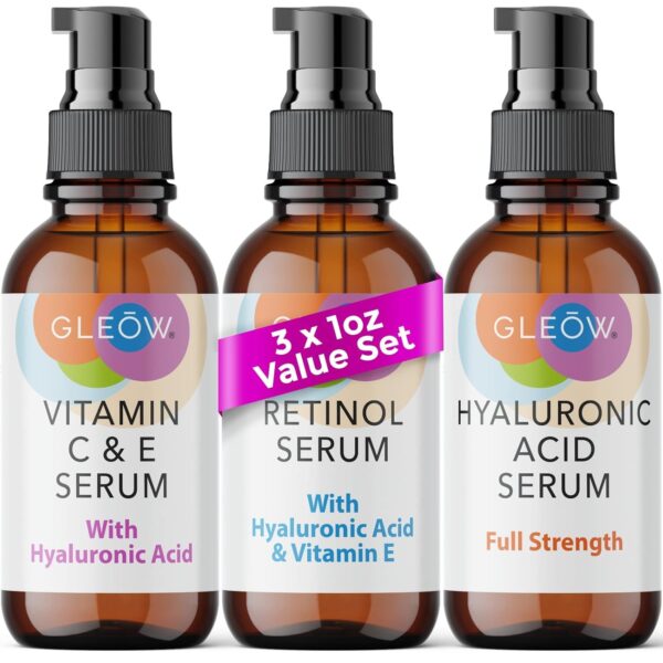 $9.75 Retinol Serum for Face, Vitamin C with Hyaluronic Acid Face Serum for Women and Men, Glow Skin Care Set Total Package