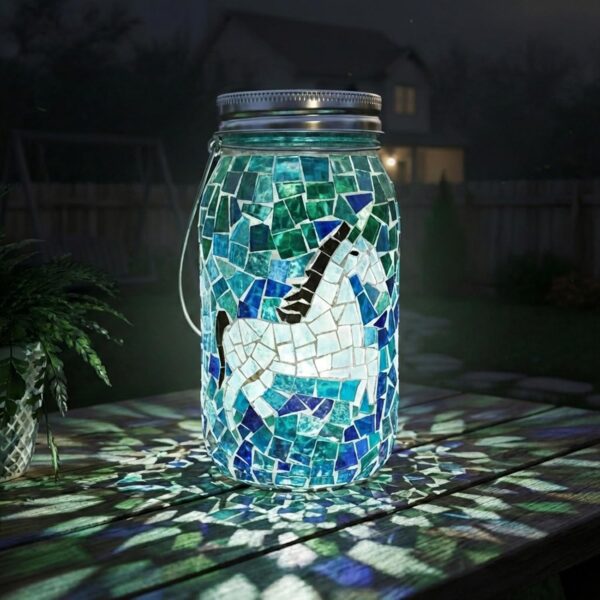 7.5" Large Mosaic Solar Lantern Outdoor