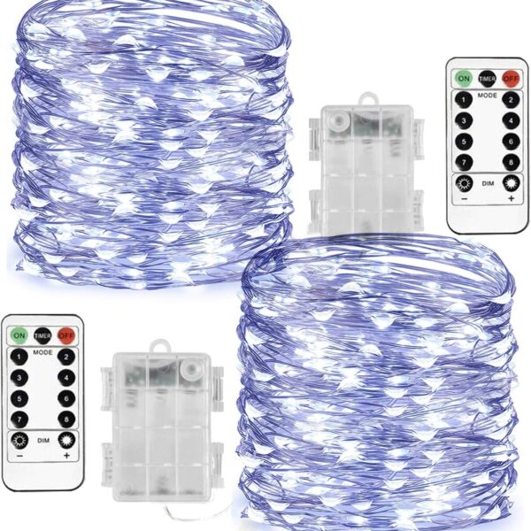 2 Pack 33 Ft 100 LED Fairy Lights Battery Operated String Lights