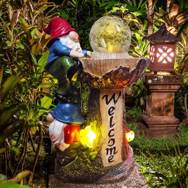 Garden Gnomes Outdoor Statue with Solar LED Lights