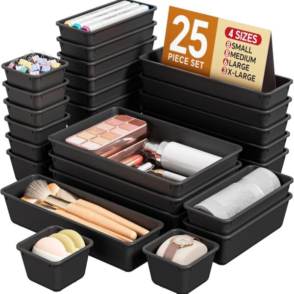25 PCS Plastic Drawer Organizers Set
