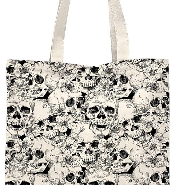 Goth Skull Canvas Tote Bag