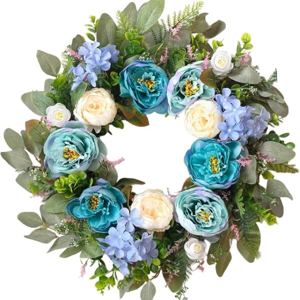 24 Inch Spring Peony Wreath for Front Door