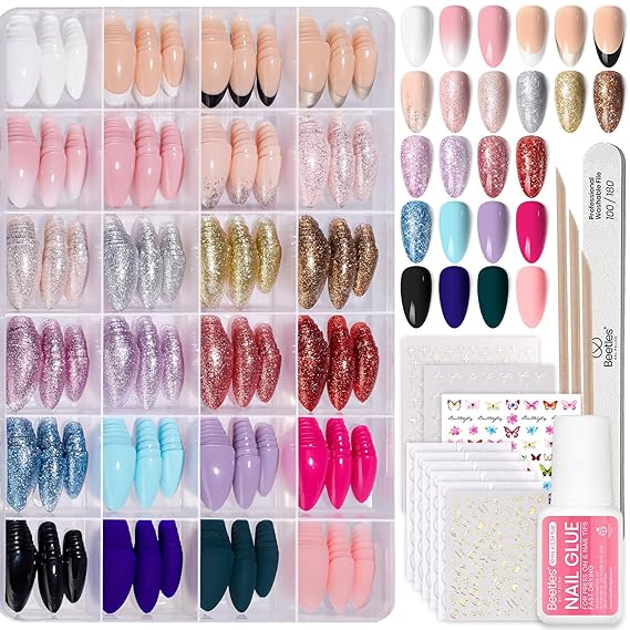 Beetles Press on Nails Kit 720Pcs 24 Colors