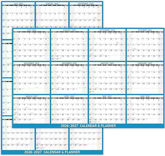 2026-2027 Yearly Wall Calendar - Large Dry Erase Calendar