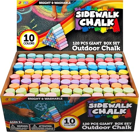 120 PCS Sidewalk Chalks for Kids