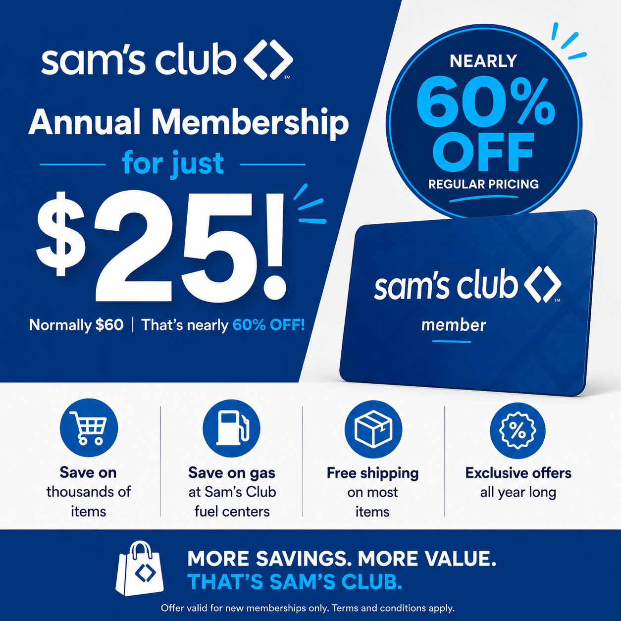 Samβs Club Membership Deal ! Get an annual membership for just $25 (regularly $60)