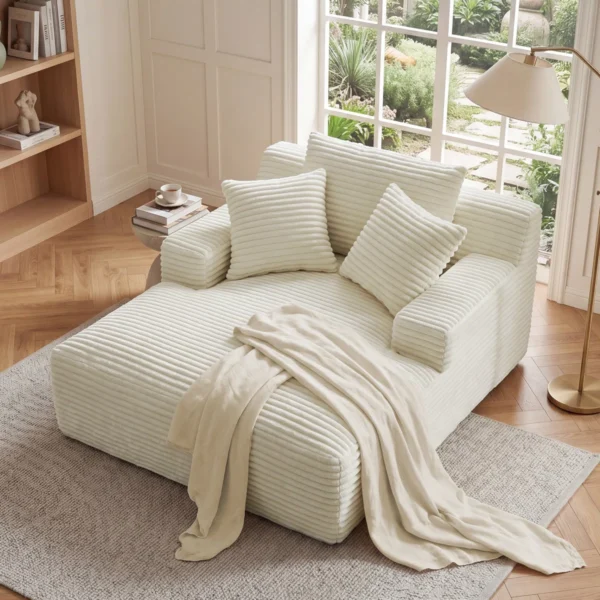 74% OFF No Assembly Required 64''D Corduroy Indoor Chaise Lounge Chair
