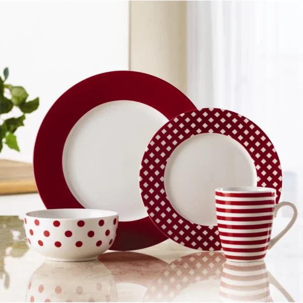 Wayfair  Pfaltzgraff Everyday Kenna Red 16-Piece  Dinnerware 47% off