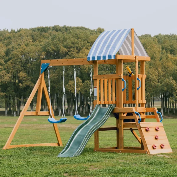 Wayfair Wooden Swing Set with Slide and 2 Swing