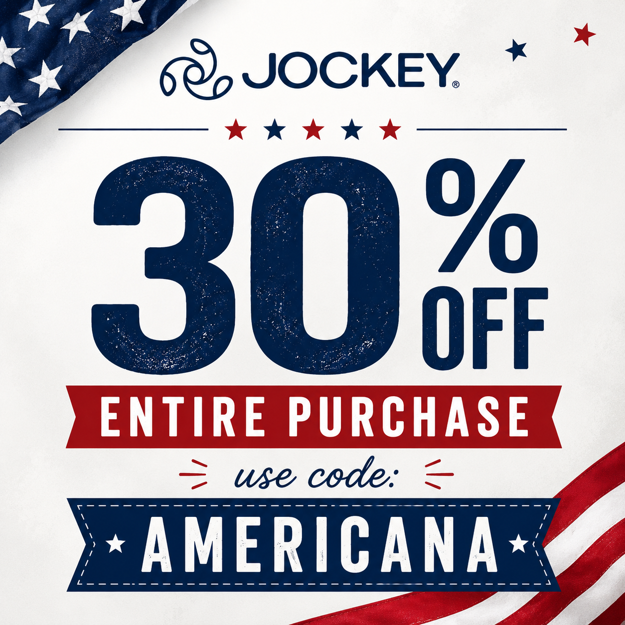 Jockey Save 30% OFF your entire purchase with code: πππππππππ
