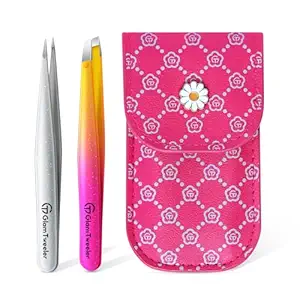 Expert Slant and Point Tip Tweezer Set with Exclusive Travel Case