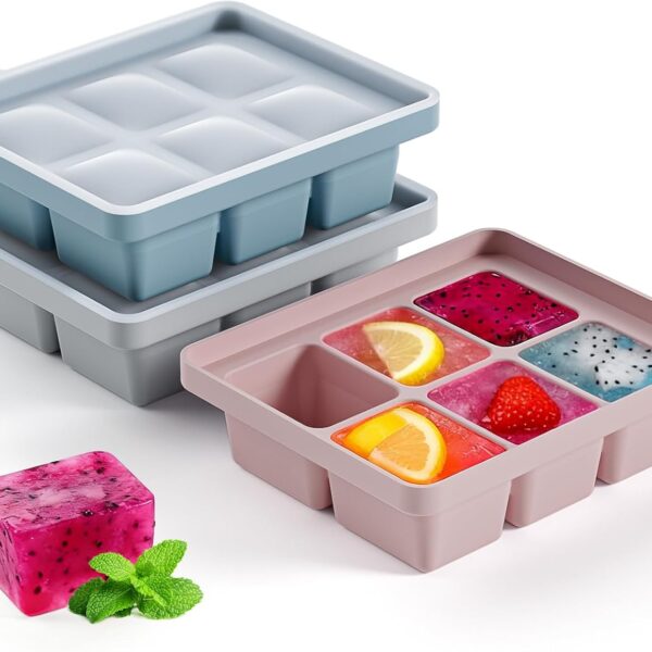 Large Silicone Ice Cube Tray Set of 3